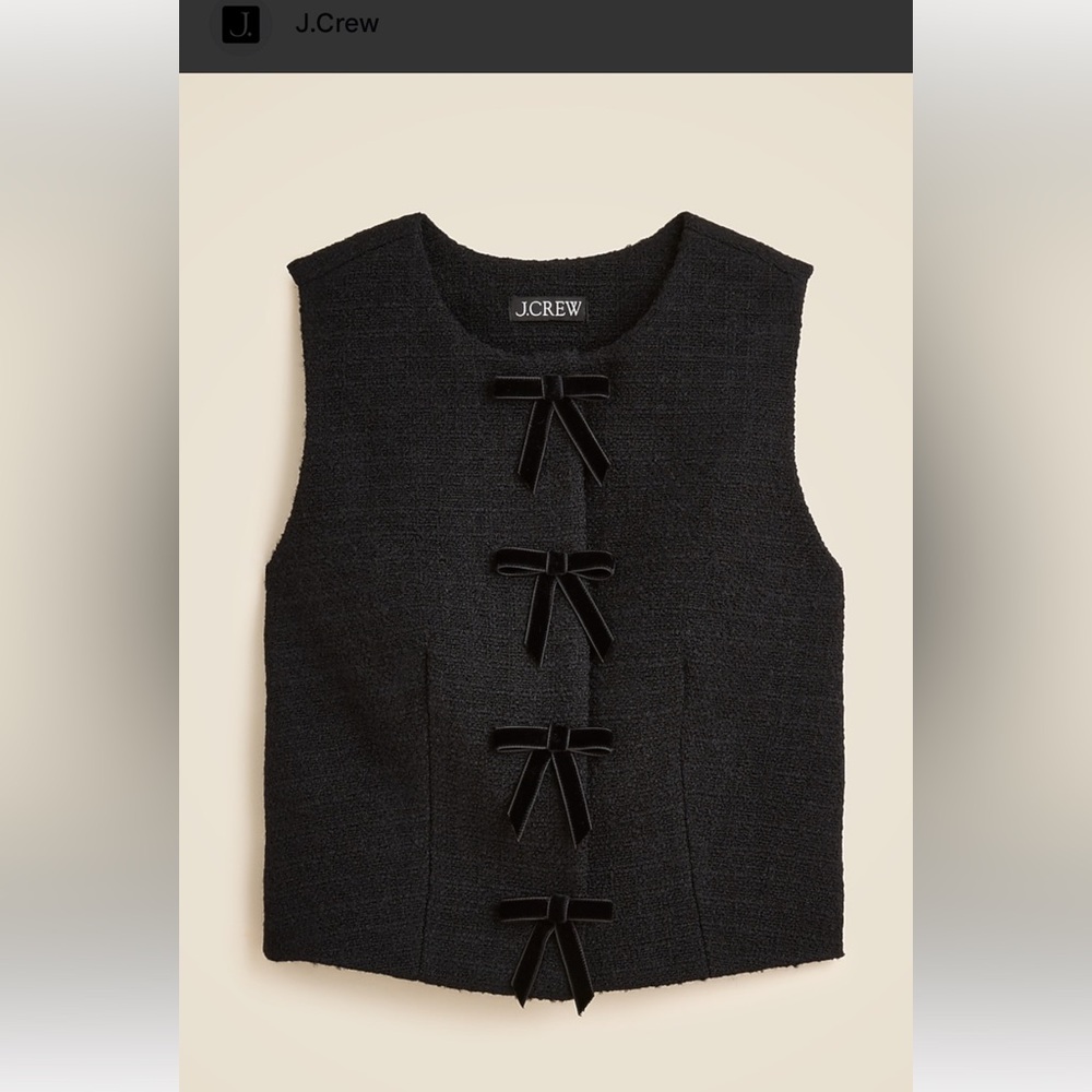 J.Crew Tweed Vest Top with velvet bows